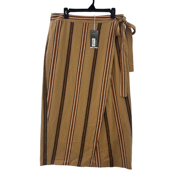 Worthington Dresses & Skirts - Worthington Striped Wrap Midi Skirt in Tan, Brown and Cream